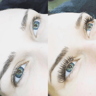 Before and After the Classic Lash Extension treatment at Flutter and Wink in Vancouver, Washington.