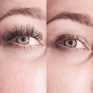 Before and After the result of Hybrid Lash Extension treatment at Flutter and Wink in Vancouver, Washington.